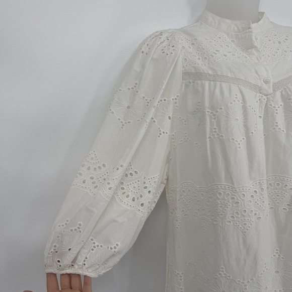 Universal Thread Sz S Eyelet Puff Balloon Sleeve‎ Mini Dress Cottagecore Peasant - Picture 4 of 8